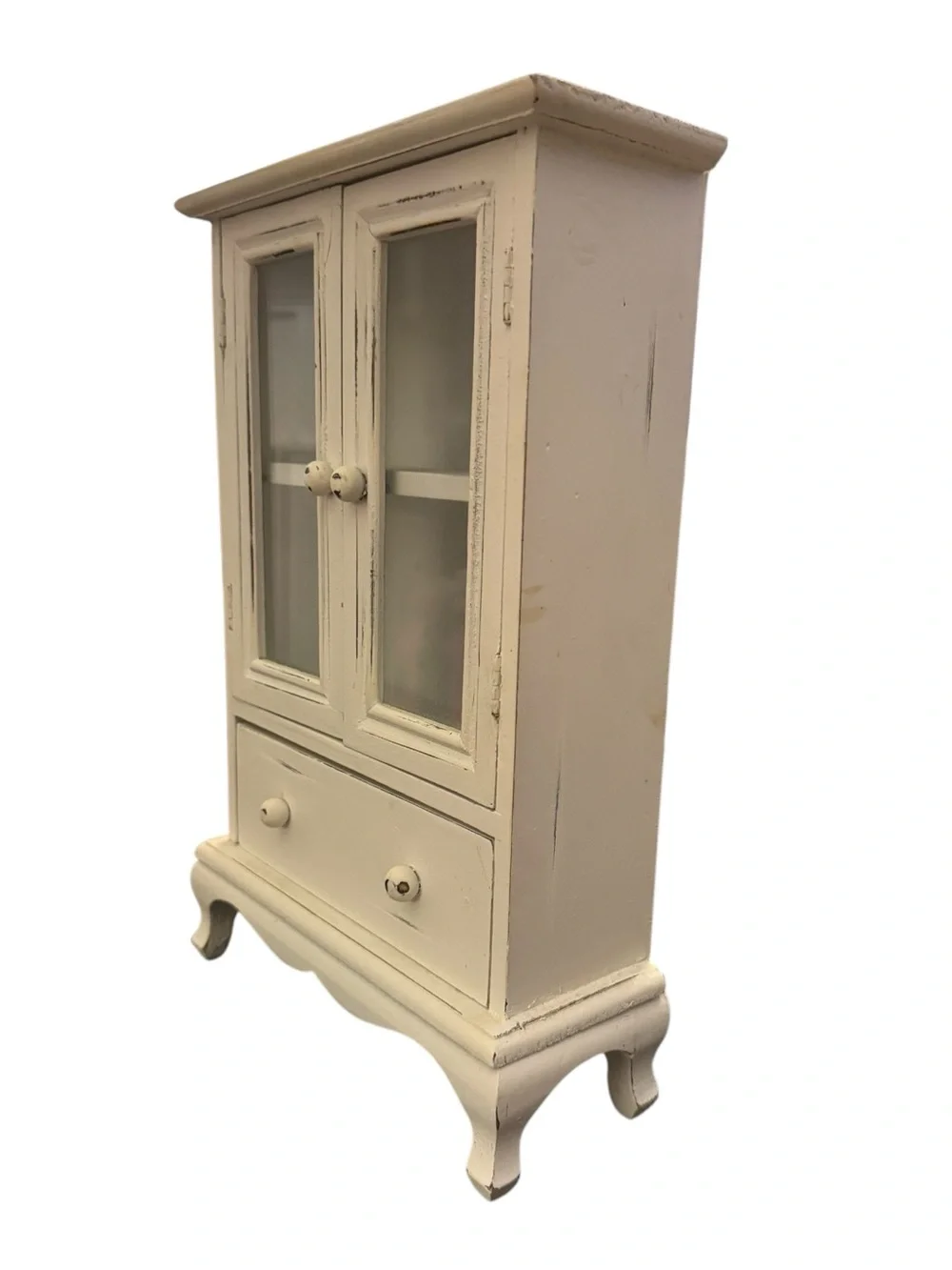 Cream Vintage-Style Display Cabinet Jewelry Box
